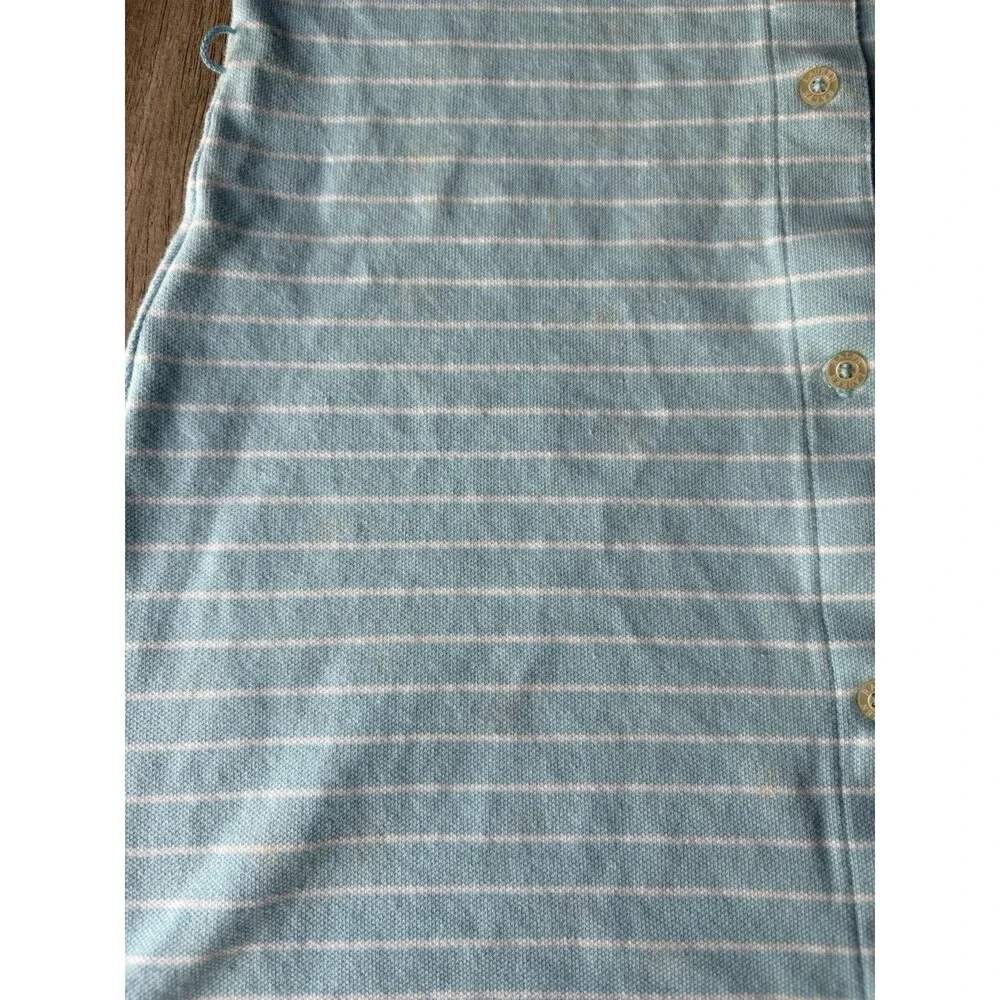 Ralph Lauren Vintage Girls Light Blue & White Stripped Collared Sleeveless Dress